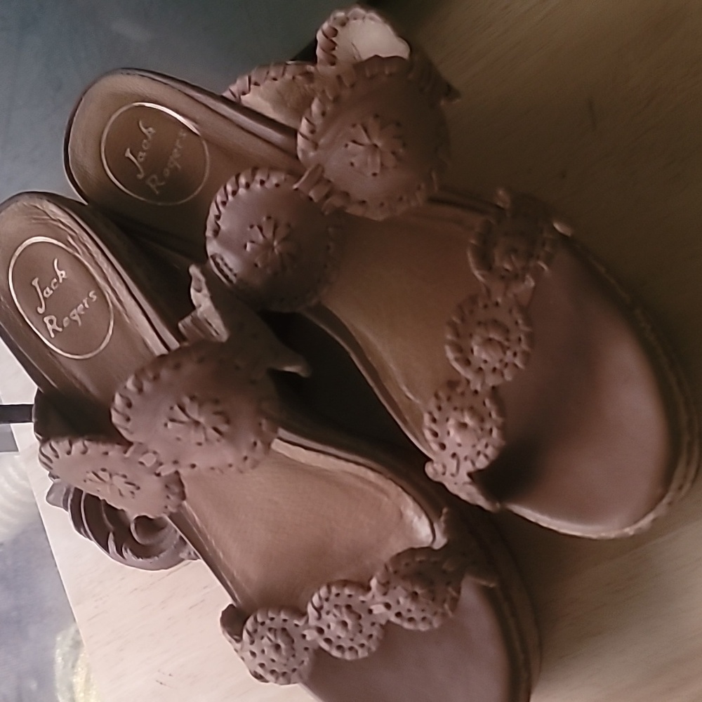 Jack Rogers Women's Cognac Designer Wedge Slide Platform Sandals Size 9.5M Boho - Picture 3 of 11
